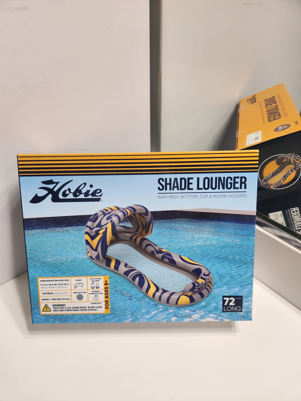Hobie Shade Lounger 72" long Inflatable Pool Float - Blue, Yellow, White - Picture 2 of 4
